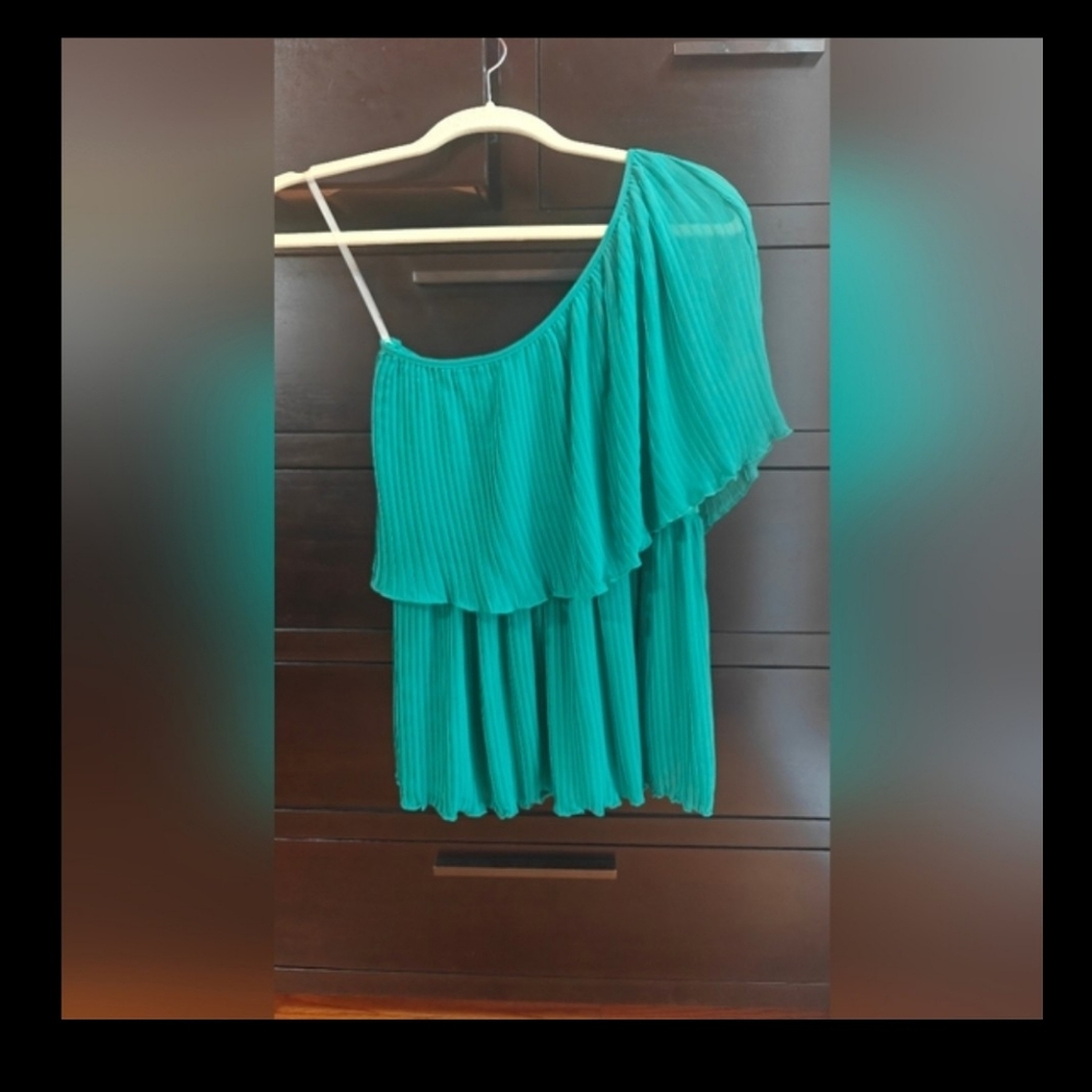 Lot Of 3 Red, Green, and Metallic Pleated Top XS & S Express Inc International